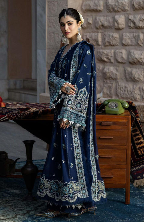 Kahf - Kahf Premium Karandi Chiffon Collection'25 Embroidered Suits Unstitched 4 Piece - Winter Collection - aubranz.com