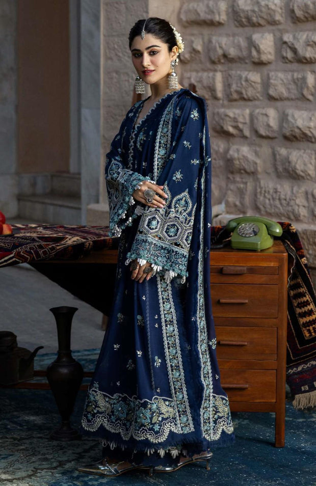 Kahf - Kahf Premium Karandi Chiffon Collection'25 Embroidered Suits Unstitched 4 Piece - Winter Collection - aubranz.com