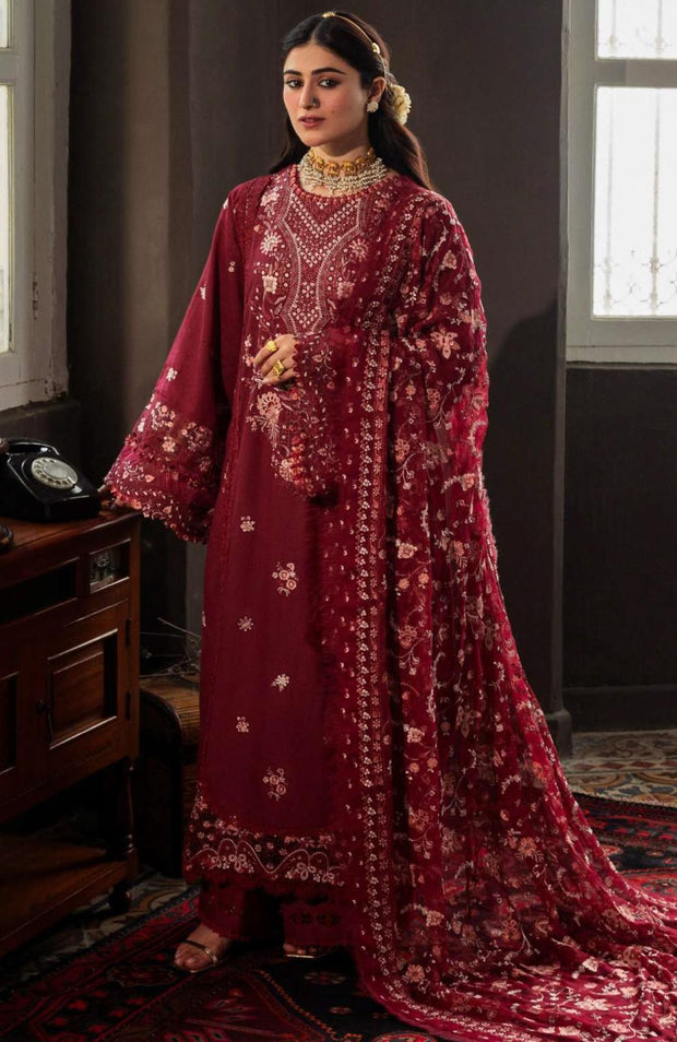 Kahf - Kahf Premium Karandi Chiffon Collection'25 Embroidered Suits Unstitched 5 Piece - Winter Collection - aubranz.com