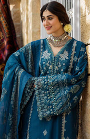 Kahf - Kahf Premium Karandi Chiffon Collection'25 Embroidered Suits Unstitched 7 Piece - Winter Collection - aubranz.com