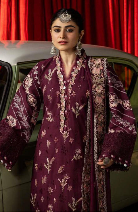 Kahf - Kahf Premium Karandi Chiffon Collection'25 Embroidered Suits Unstitched 8 Piece - Winter Collection - aubranz.com
