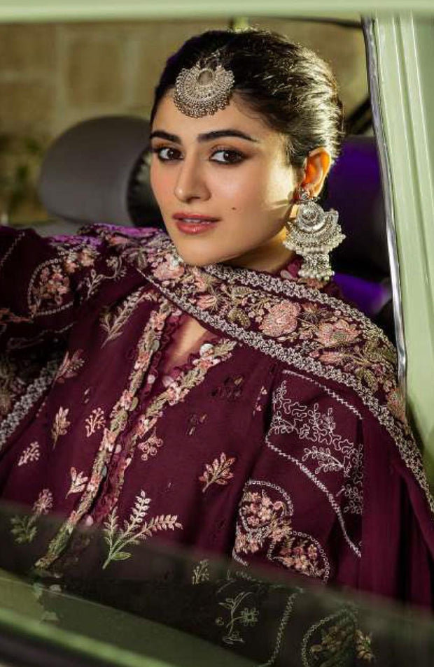 Kahf - Kahf Premium Karandi Chiffon Collection'25 Embroidered Suits Unstitched 8 Piece - Winter Collection - aubranz.com