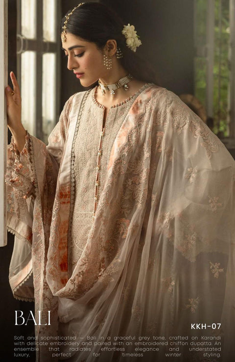 Kahf - Kahf Premium Karandi Chiffon Collection'25 Embroidered Suits Unstitched 10 Piece - Winter Collection - aubranz.com