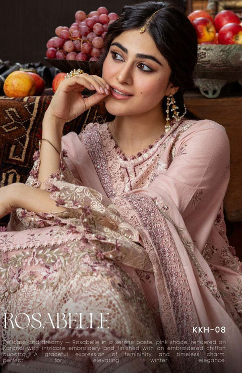Kahf - Kahf Premium Karandi Chiffon Collection'25 Embroidered Suits Unstitched 11 Piece - Winter Collection - aubranz.com