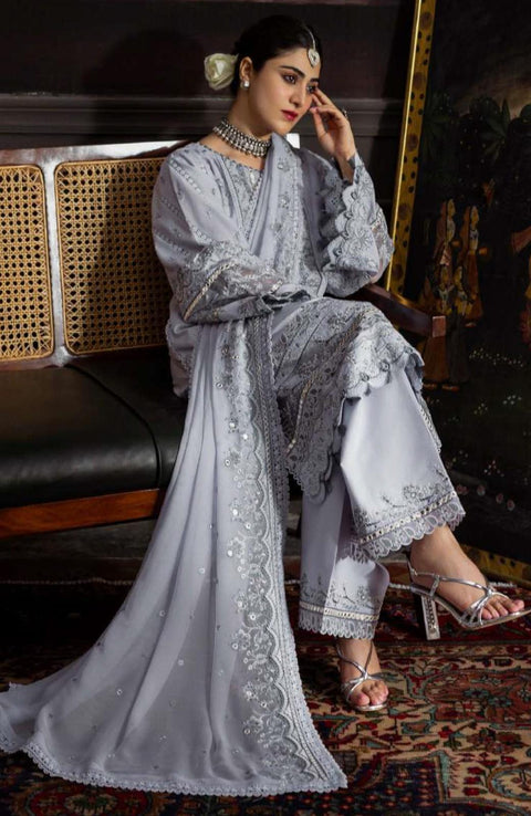 Kahf - Kahf Premium Karandi Chiffon Collection'25 Embroidered Suits Unstitched 12 Piece - Winter Collection - aubranz.com