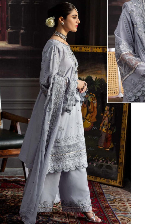 Kahf - Kahf Premium Karandi Chiffon Collection'25 Embroidered Suits Unstitched 12 Piece - Winter Collection - aubranz.com