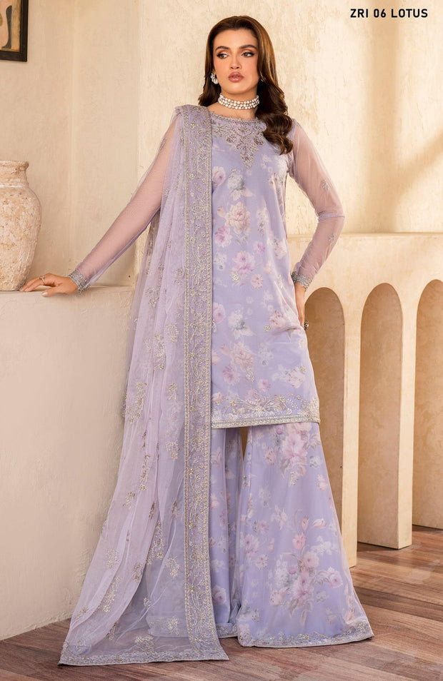 Zarif - Iris by Zarif Embroidered Net Suits Unstitched 3 Piece - Formal Collection - aubranz.com