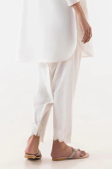 LAWN WHITE TROUSER - SANA SAFINA &nbsp;SKU#TROUSER10 aubranz.com
