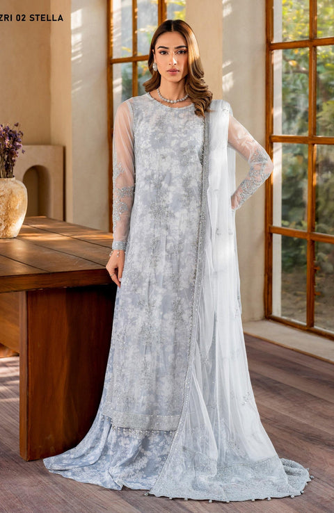 Zarif - Iris by Zarif Embroidered Net Suits Unstitched 3 Piece - Formal Collection - aubranz.com